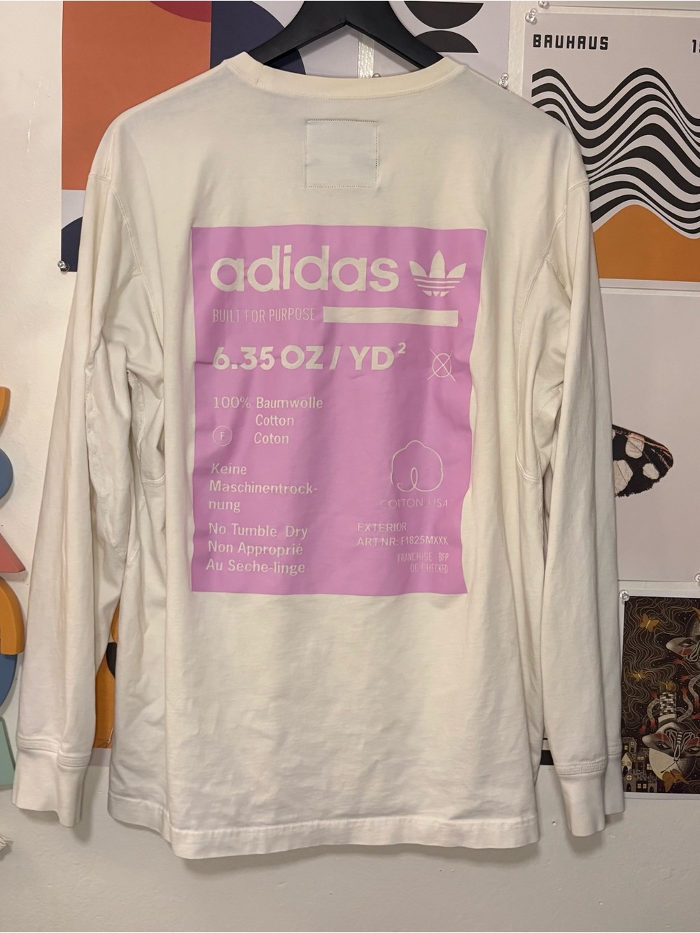adidas Cream Tee with Pink Trefoil Logo - Picture 5 of 6